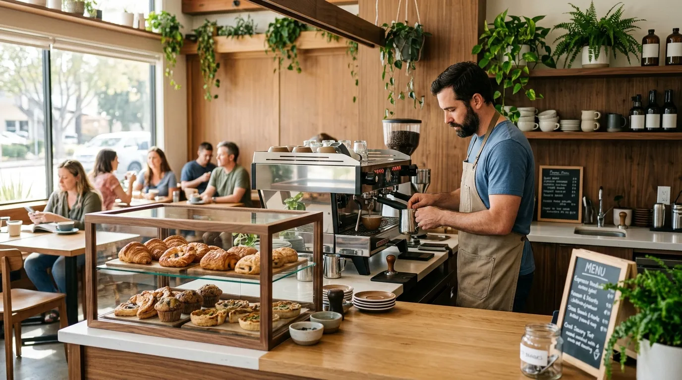 Cafe and espresso scene in Redwood City