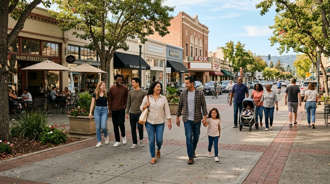 Community life in downtown Redwood City California