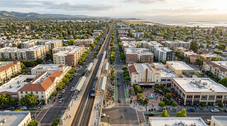 Downtown Redwood City development near Caltrain