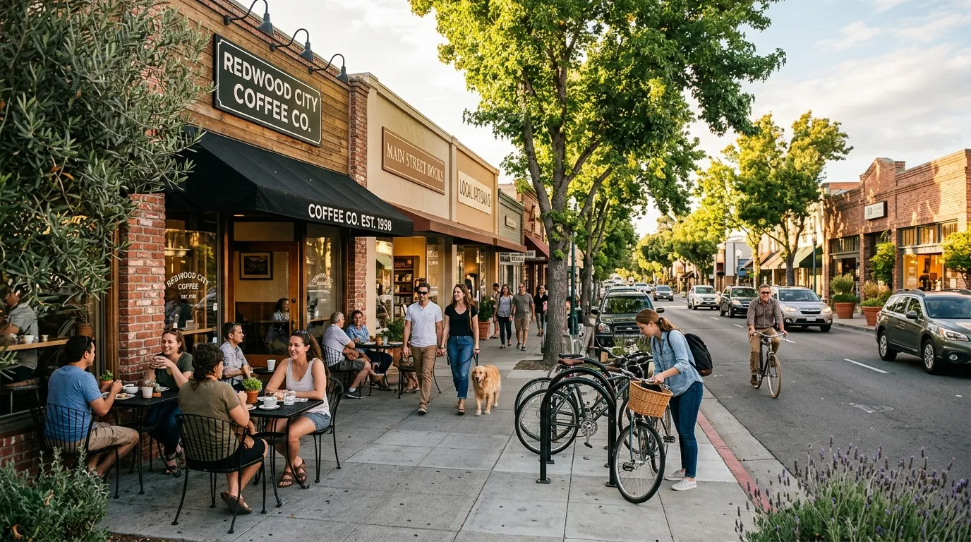 Local businesses and neighborhood life in Redwood City