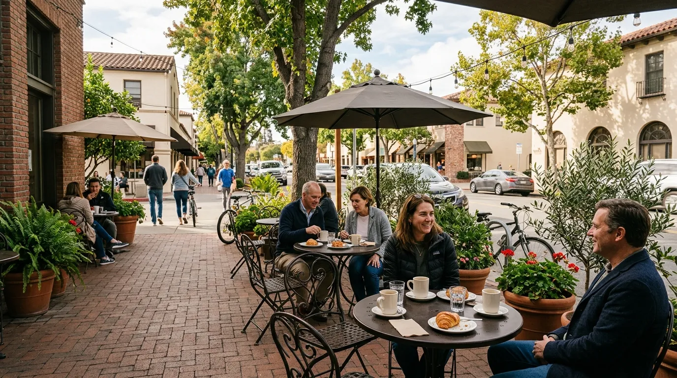 Outdoor cafe seating in Redwood City