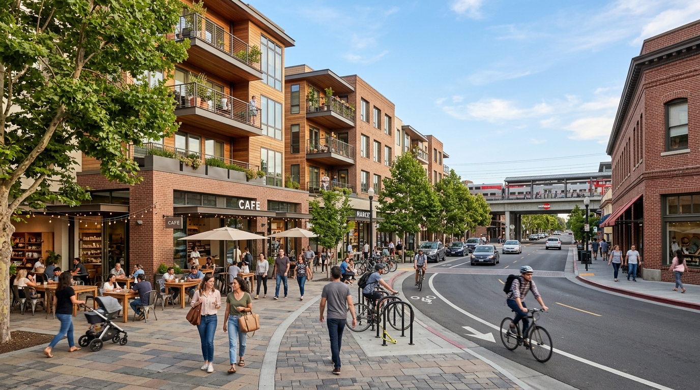 Walkable mixed-use downtown Redwood City